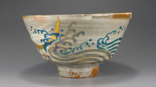 井上春峰（乾山写金彩色絵抹茶茶碗）