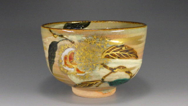 平安尚（京都乾山灰釉栗絵抹茶茶碗）