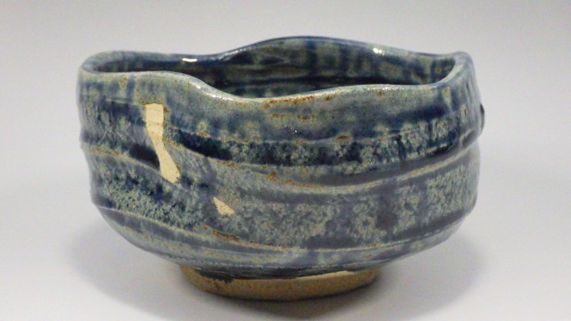 杉村蜜郎（岩手呉須釉萩抹茶茶碗）