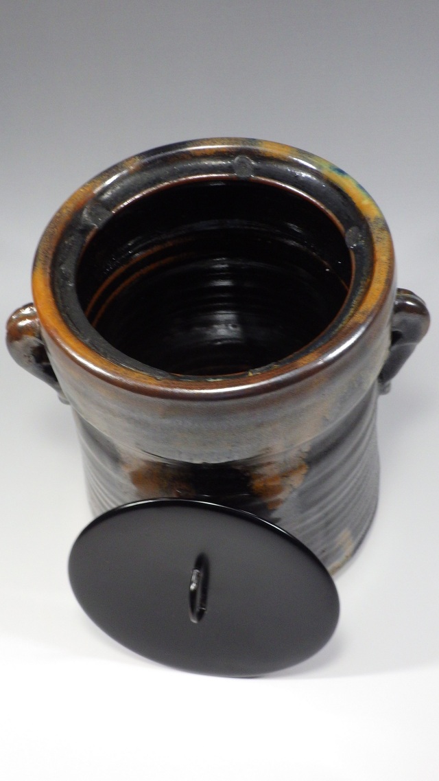 mic.13 十三代 山口小左衛門作 古瀬戸 花瓶 共箱 47cm G(花器