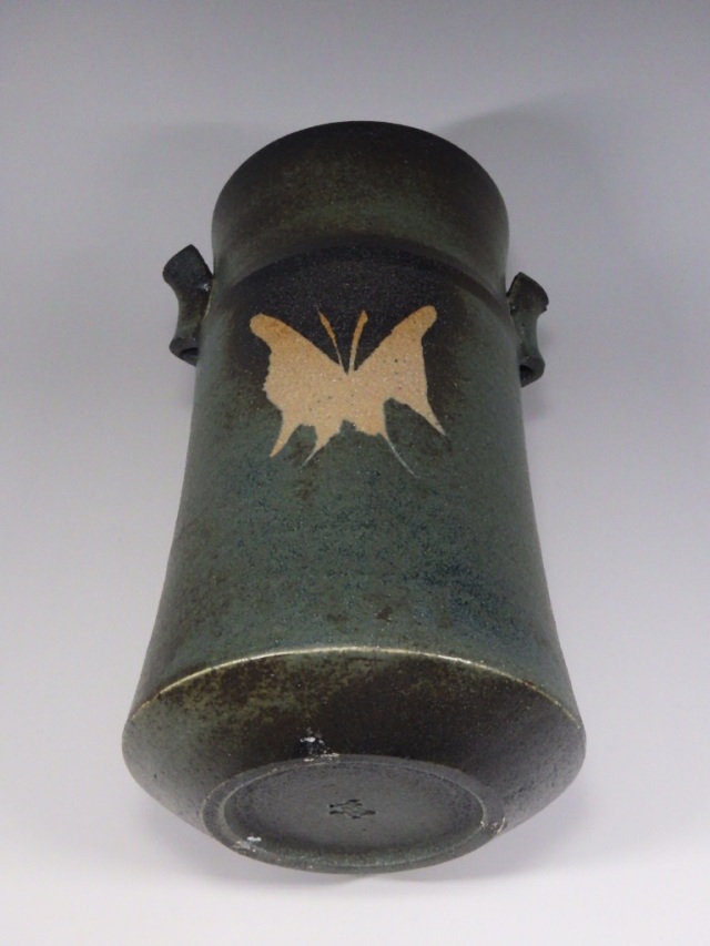 加藤釥　蒼釉花入　共箱　高さ28cm 東H5-0730①タトチ Amazon.co.jp: 瀬戸焼 背戸窯 加藤釥 蒼釉花入 花器 花瓶