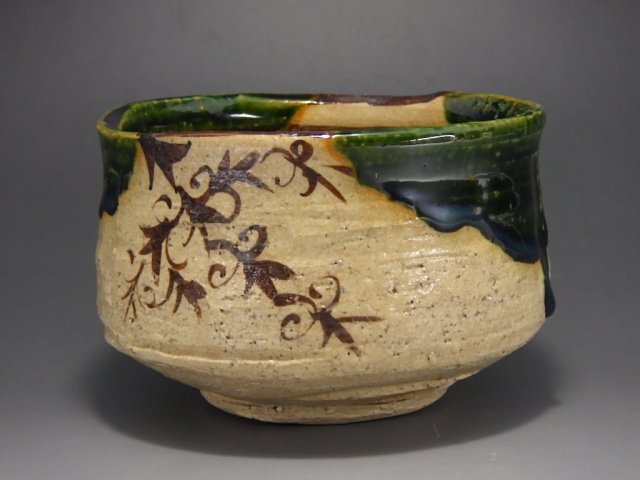 山口錠鉄（赤津焼織部抹茶茶碗）