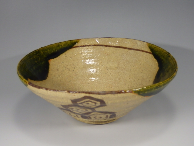 山茶碗 茶碗 織部 楓葉 玉山窯 ［現品限り］