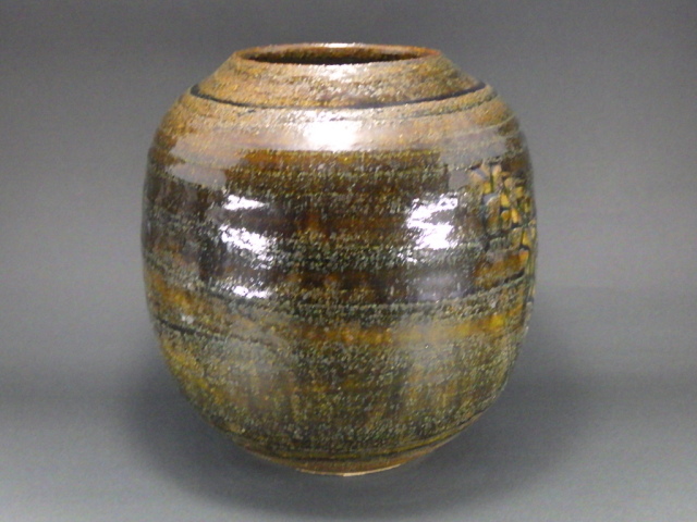 101 青色 陶器瓶 木箱付き　加藤逹次 101 青色 陶器瓶 木箱付き 加藤逹次