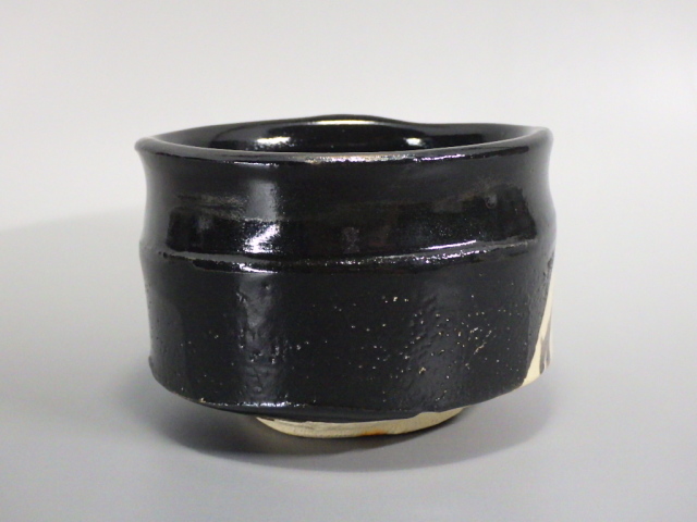 加藤しょう作　黒織抹茶茶碗 故 加藤しょう（黒織抹茶茶碗）