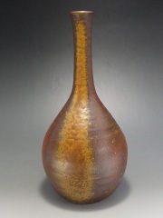 備前焼　花器　長太郎 本山和泉（備前焼黄ゴマ鶴首一輪花入）