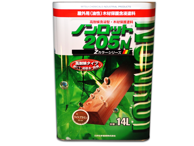 木材保護塗料】 ノンロット205N Zカラー 屋外用 14L 《10col》 三井 