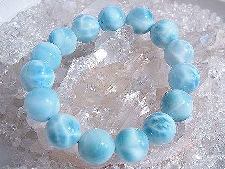 アイスラリマー　ブレスレット 超大粒 15mm！ ☆ 宝石鑑別書付き ☆