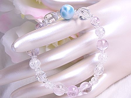 ラリマー & 宝石質クンツァイト ブレスレット ☆ 店長おすすめ！（１点もの）