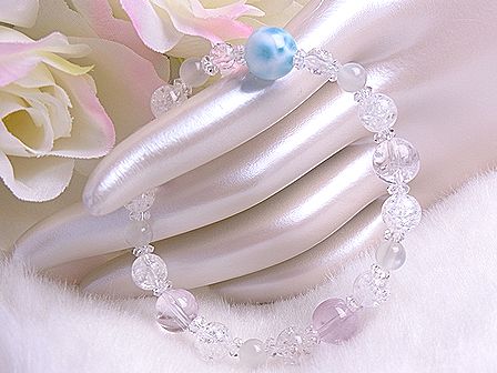 ラリマー ブレスレット ☆ 宝石質クンツァイト ＆ ムーンストーン ☆ （１点もの）