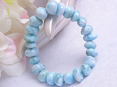 ラリマー 大粒さざれ ブレスレット （１点もの）