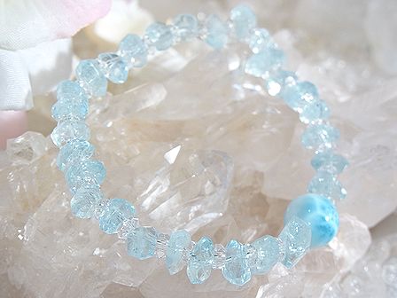 ラリマー　ブレスレット ☆ 宝石質アクアマリン＆ラリマー ☆ （１点もの） ☆ 店長おすすめ！