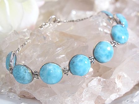 ラリマー  ブレスレット☆ 12mm×８粒 ☆ チェーンタイプ