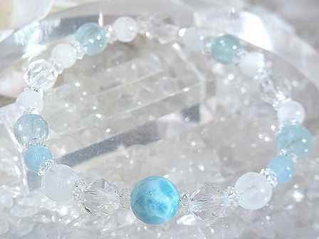 ラリマー　ブレスレット ☆ アクアマリン＆ブルームーンストーン ☆ （１点もの）