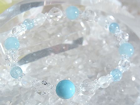 ラリマー　ブレスレット ☆ アクアマリン＆ブルームーンストーン ☆ （１点もの）