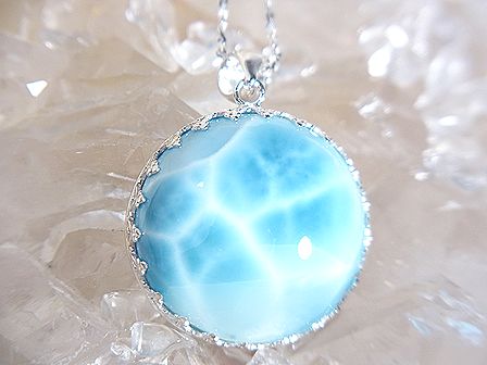 ラリマー ペンダント ☆ Atropos コラボレーションジュエリー ☆ シルバーチェーン付き！