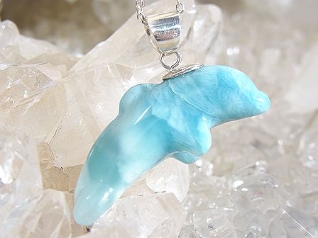 ラリマー イルカ ペンダント ☆ シルバーチェーン付き！ 【 Ryu コレクション】 ☆ 送料無料！