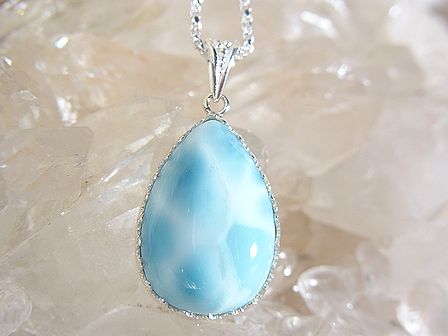 ラリマー ペンダント ☆ ドロップ ☆ シルバーチェーン付き 【Atropos コレクション】