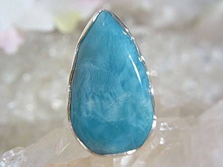 ラリマー　高品質 リング ☆ ドロップ ☆