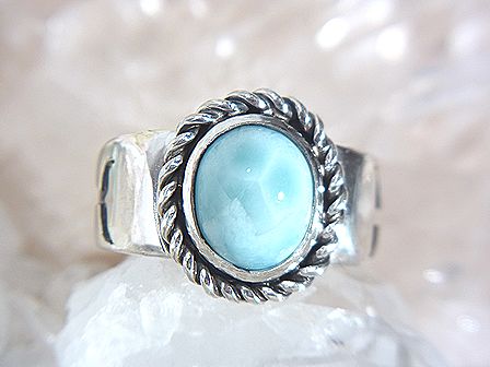 ラリマー リング ☆ イルカの尾ヒレ模様 ☆ 【 Ryu コレクション】 ☆ 送料無料！