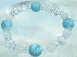 ラリマー　ブレスレット ☆ブルームーンストーン&スターカット 15.5cmサイズ☆