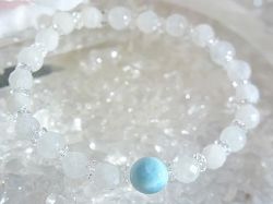 ラリマー　ブレスレット ☆ ブルームーンストーン＆レインボームーンストーン ☆ （１点もの）