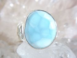 ラリマー リング ☆ 大粒ラリマー ＆ エンボス加工入り ☆ 【 Ryu コレクション】 ☆ 送料無料！