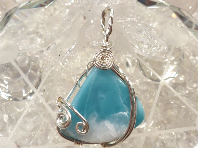 ラリマー ペンダント 【ワイヤージュエリー】 