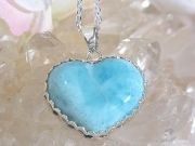 ラリマー ダブル ハートリボンペンダント ☆ 【 Ryu コレクション】 ☆ 送料無料！