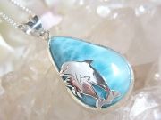ラリマー ＆ イルカ ペンダント ☆ シルバーチェーン付き！ 【 Ryu コレクション】 ☆ 送料無料！