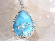 ラリマー ＆ イルカ ペンダント ☆ シルバーチェーン付き！ 【 Ryu コレクション】 ☆ 送料無料！