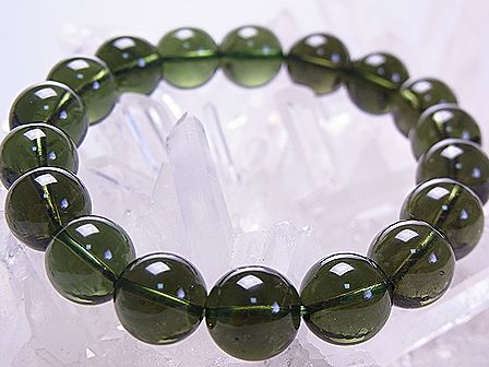 モルダバイト ☆ 最高品質ブレスレット 11mm （宝石鑑別書付き）