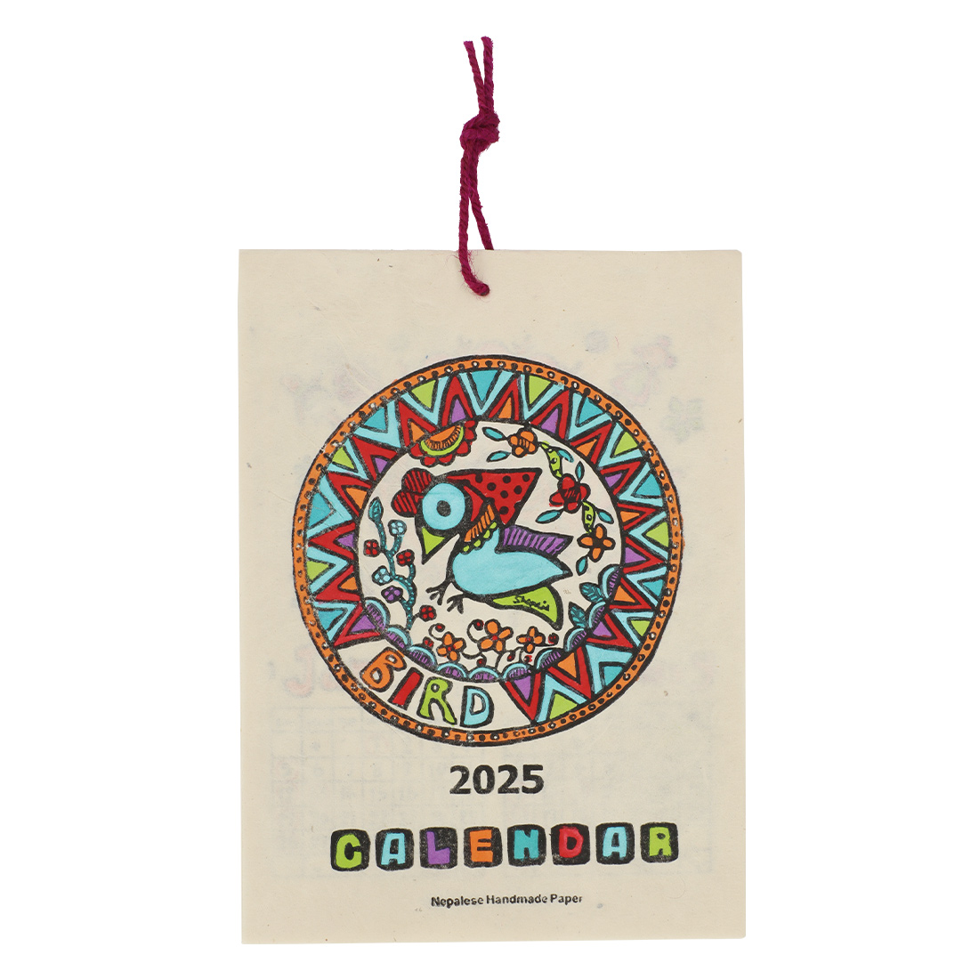 SALE!! 20％OFF!!【2025年カレンダー】　バード 　<ゆうメール便対応> ネパール手漉き紙