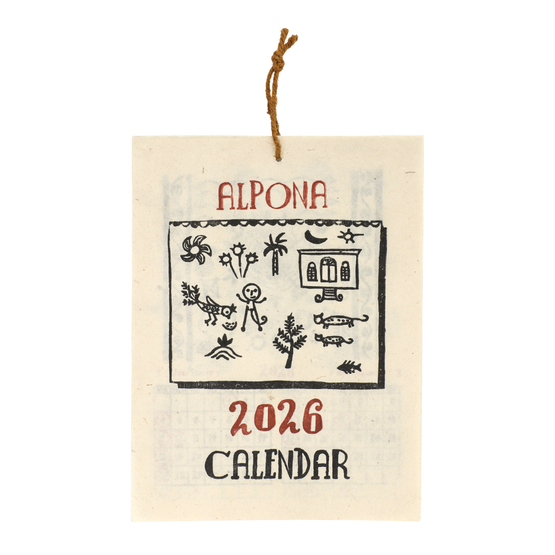 【2026年カレンダー】　アルポナ 　<ゆうメール便対応> ネパール手漉き紙