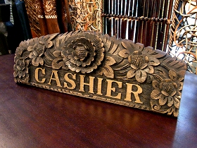 アジアンな手作り置型プレート （CASHIER）※受注後特別製作商品※【45801】