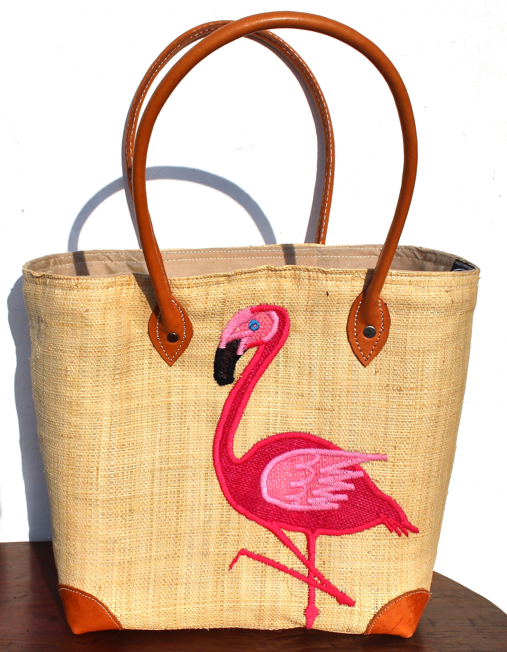 フレンチマルシェバッグ フラミンゴ ナチュラル Mサイズ