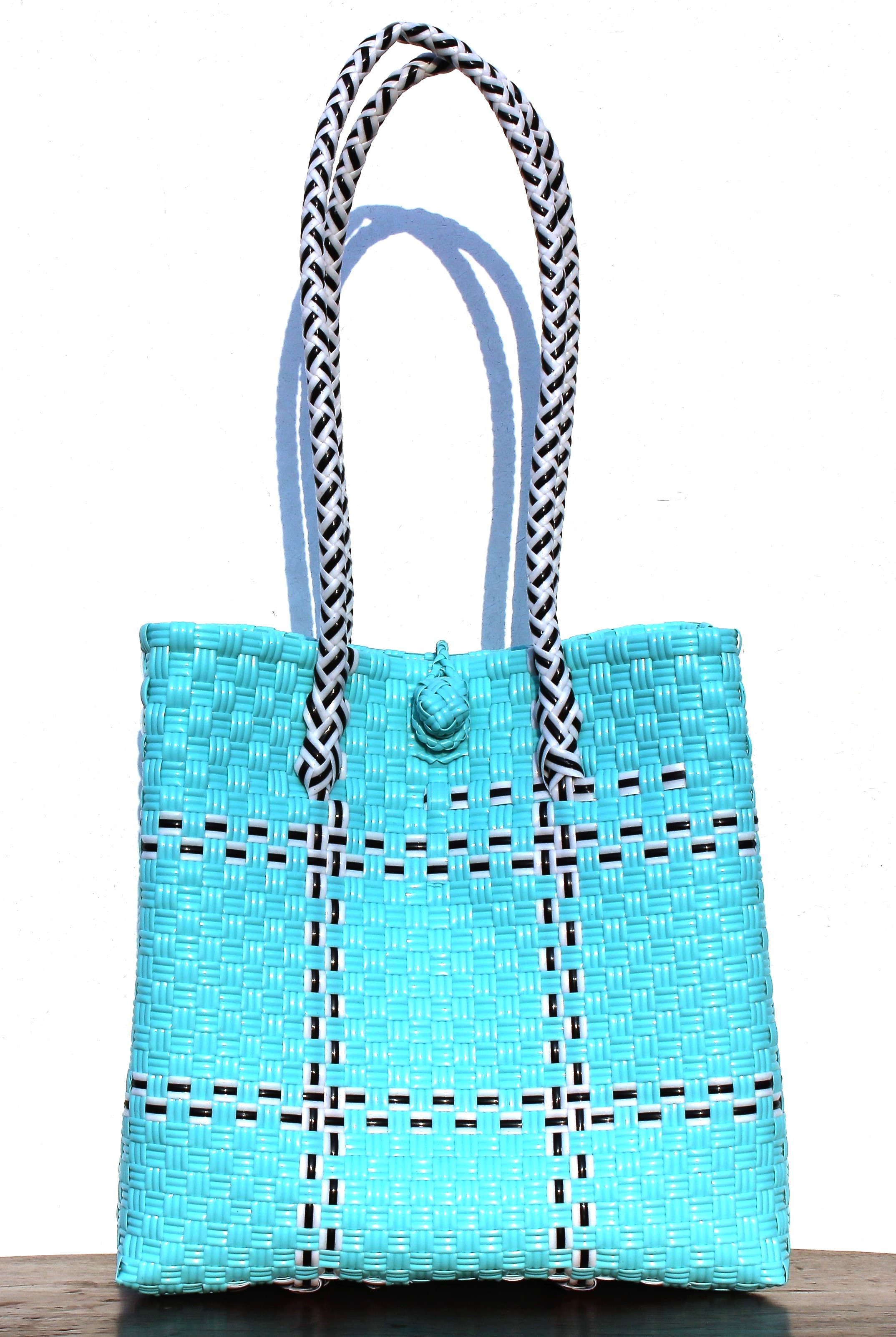 パサールバッグ  Mサイズ　タイプA 水色×白黒