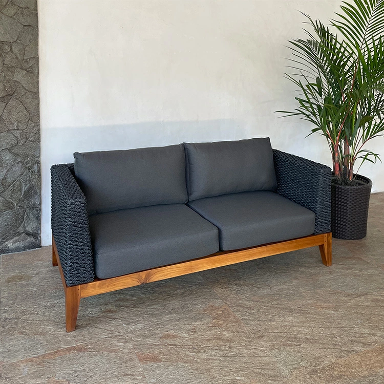 高級感と重厚感が漂うソファチーク＆シンセティックヒヤシンス ソファ/3人掛け [耐久性 長持ち グレー カフェ風 [ アラムサリ ]【AS-312】