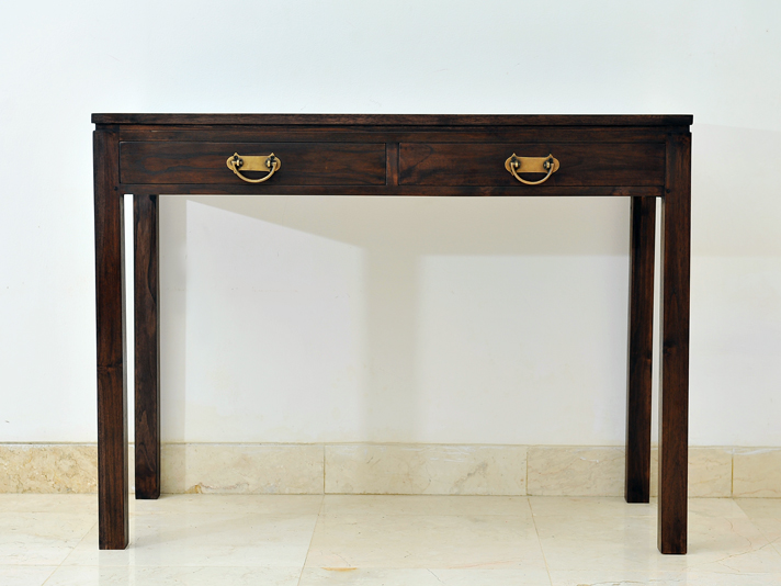 デスクワークにもピッタリ！ゆったり使えるチーク無垢材のデスクです【AS-077】《送料無料》　セミオーダー対応