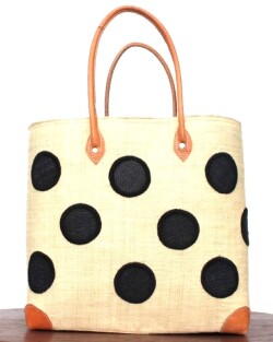 フレンチマルシェバッグ 水玉 ナチュラル Lサイズ