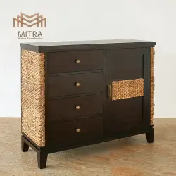 扉と側面にヒヤシンスをあしらったリゾートスタイル ウォーターヒヤシンス キャビネット 片扉／幅105cm [MITRA ミトラ] 【LHCB-01L】