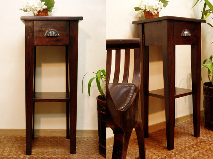 スレンダーで置く場所を選ばないテレフォンスタンド 花台やお気に入りの一品を飾っても♪（高さ70cm）【N-002SBR】《送料無料》