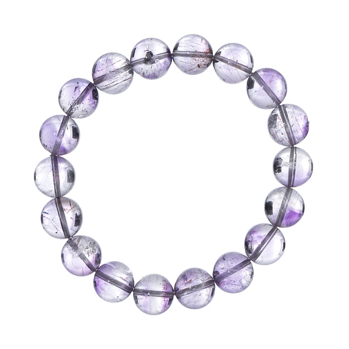 ブレスレット アメジストエレスチャル （マダガスカル産） 11mm 18玉 No.83