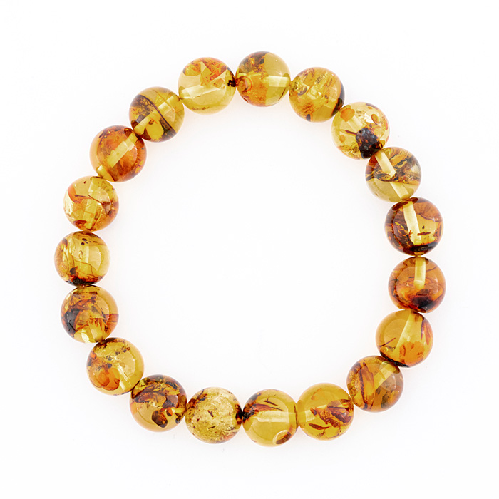 ブレスレット アンバー （琥珀） （バルト海産） 10mm 19玉 No.34