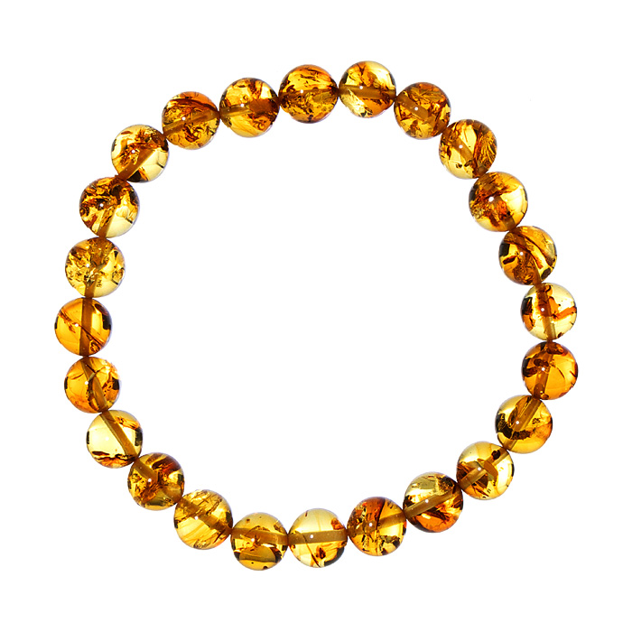 ブレスレット フラワーアンバー （花入り琥珀） AA （ポーランド産） 8mm 23玉 No.37