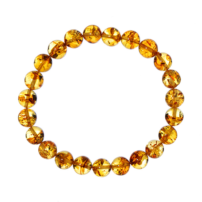ブレスレット フラワーアンバー （花入り琥珀） AA （ポーランド産） 8mm 24玉 No.38