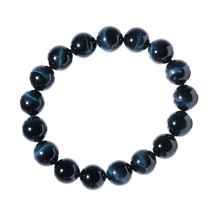 ブレスレット ブルータイガーアイ（青虎目石） AA （南アフリカ産） 12mm 17玉 No.5