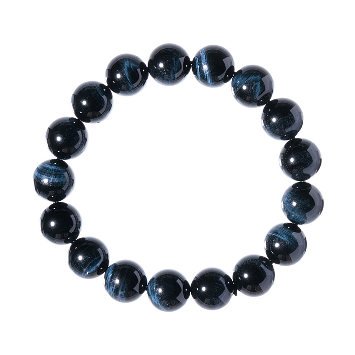 ブレスレット ブルータイガーアイ（青虎目石） AA （南アフリカ産） 12mm 17玉 No.6