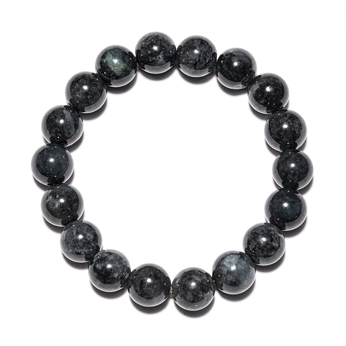 ブレスレット 糸魚川翡翠 （いといがわひすい） 黒 12mm 17玉 No.110 《証明書付》