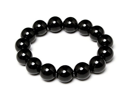 ブレスレット 黒水晶（モリオン） 14mm 15玉 （アソート） No.9 《鑑別書付》